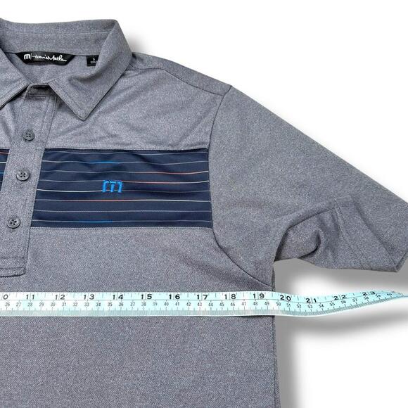 Travis Mathew Gray Striped Performance Polo Shirt Men Small Golf Activewear Dry - Picture 8 of 9